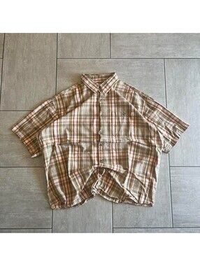 Rustic Ridge s 2X   Plaid Button Down  Tan